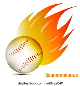 baseball ball with red orange yellow fire tone on white background. baseball team club logo. vector. illustration. graphic design.