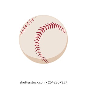 Baseball ball with red seam, sport playing equipment. Vector modern flat softball illustration isolated on white background. Tournament or championship symbol, team league skin ball