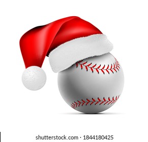 Baseball ball with Santa Claus hat. Vector illustration isolated on white background