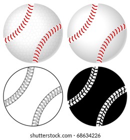 Baseball ball set isolated on a white background. Vector illustration.