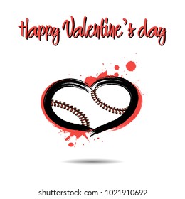 Baseball ball shaped as a heart. Happy Valentines Day. Vector illustration
