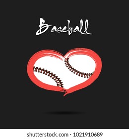 Baseball ball shaped as a heart. Vector illustration