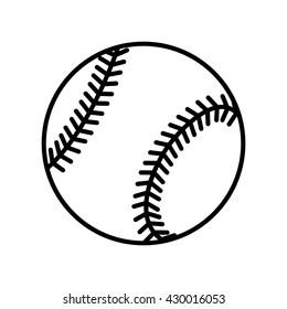 Baseball ball sign. Black softball icon isolated on white background. Equipment for professional american sport. Symbol of play, team, game and competition, recreation. Flat design Vector illustration