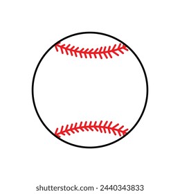 Baseball ball sign. Colored softball icon, isolated on white background. Symbol play, team, game and competition, recreation. Simple design. Vector illustration. EPS file 204.