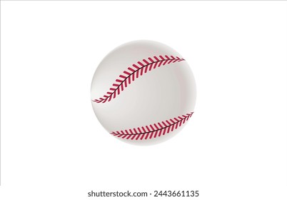 Baseball ball sign. Colored softball icon, isolated on white background. Equipment professional american sport. Symbol play, team, game and competition, recreation. Simple design. Vector illustration