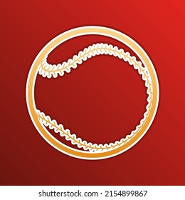 Baseball ball sign. Golden gradient Icon with contours on redish Background. Illustration.