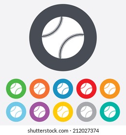Baseball ball sign icon. Sport symbol. Round colourful 11 buttons. Vector