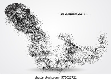 baseball ball of a silhouette from particle