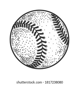 Baseball ball sketch engraving vector illustration. T-shirt apparel print design. Scratch board imitation. Black and white hand drawn image.