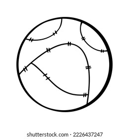 Baseball ball. Ball sketch. Line art illustration of a small ball