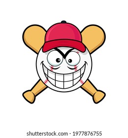 Baseball ball smile cartoon mascot wearing hat vector graphics