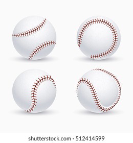 Baseball ball, softball, equipment vector icons