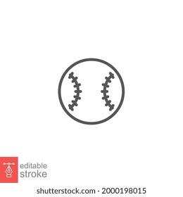 Baseball Ball sport icon. sport league equipment. Outline, line style, silhouette pictogram. Editable stroke. Vector illustration. Design on white background. EPS 10