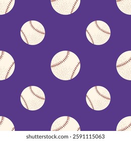 Baseball ball. For sports themes, outdoor games and team activity concepts. Seamless pattern for textile, wrapping paper, background.