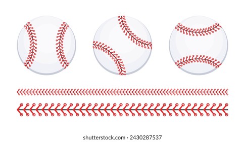 Baseball ball. Baseball Stitches. SoftBall Base Ball. Vector illustration