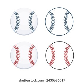 Baseball ball. Baseball Stitches. SoftBall Base Ball. Vector illustration