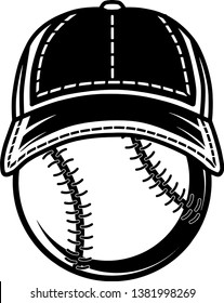 Baseball Ball With Stitching Wearing Sports Cap With Stitches svg