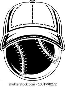 Baseball Ball With Stitching Wearing Sports Cap With Stitches svg
