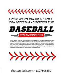 Baseball ball text frame on white background.