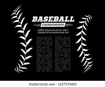 Baseball ball text frame on black background. Vector