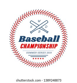 Baseball ball text frame on white background.