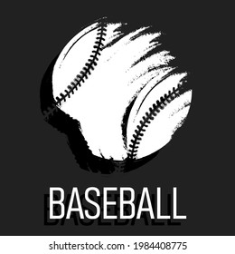 Baseball ball with text isolated on dark background. Vector illustration.