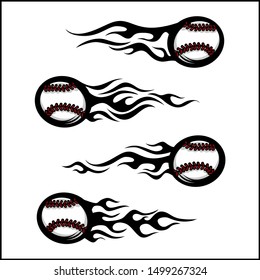 baseball ball tribal flame set of 4