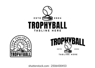 baseball ball trophy modern badge logo vector design collection for baseball sport club, tournament, t-shirt and merchandise designs 