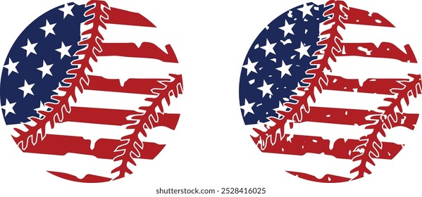 Baseball Ball US Flag, Softball American Flag Cut Files