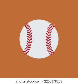 Baseball ball. Vector illustration design, icon, symbol, isolated on brown background.