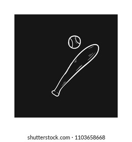 baseball balls and stick doodle icon vector 