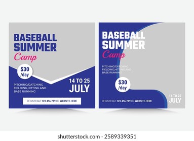 Baseball banner template design, Modern square banner vector for baseball, vectors