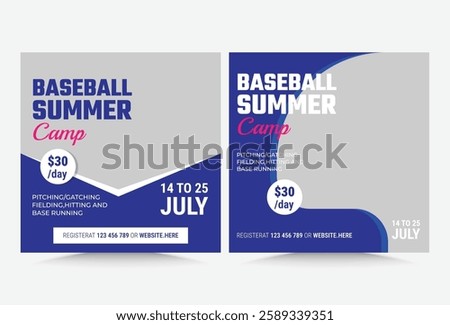 Baseball banner template design, Modern square banner vector for baseball, vectors