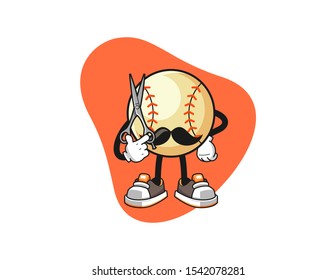 Baseball barber cartoon. Mascot Character vector.