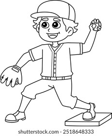 Baseball Baseman Isolated Coloring Page for Kids