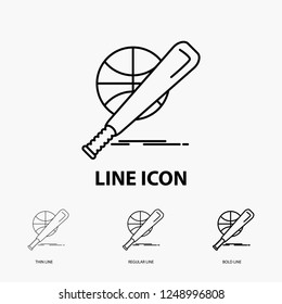 baseball, basket, ball, game, fun Icon in Thin, Regular and Bold Line Style. Vector illustration