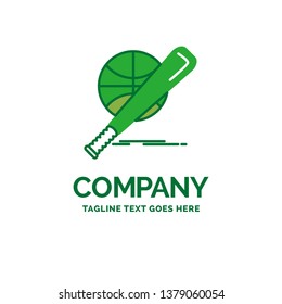 baseball, basket, ball, game, fun Flat Business Logo template. Creative Green Brand Name Design.