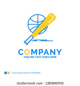 baseball, basket, ball, game, fun Blue Yellow Business Logo template. Creative Design Template Place for Tagline.