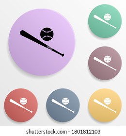 Baseball bat and ball badge color set icon. Simple glyph, flat vector of sport icons for ui and ux, website or mobile application