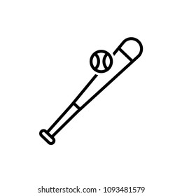 baseball bat and ball black line vector icons