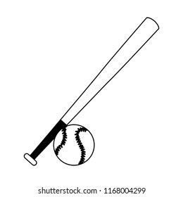 Baseball bat and ball in black and white