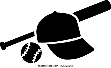 Baseball Bat with Ball and Cap
