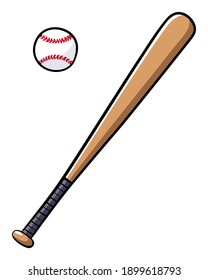 Baseball Bat and Ball Cartoon illustration