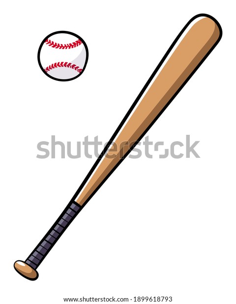 Baseball Bat and Ball\
Cartoon illustration