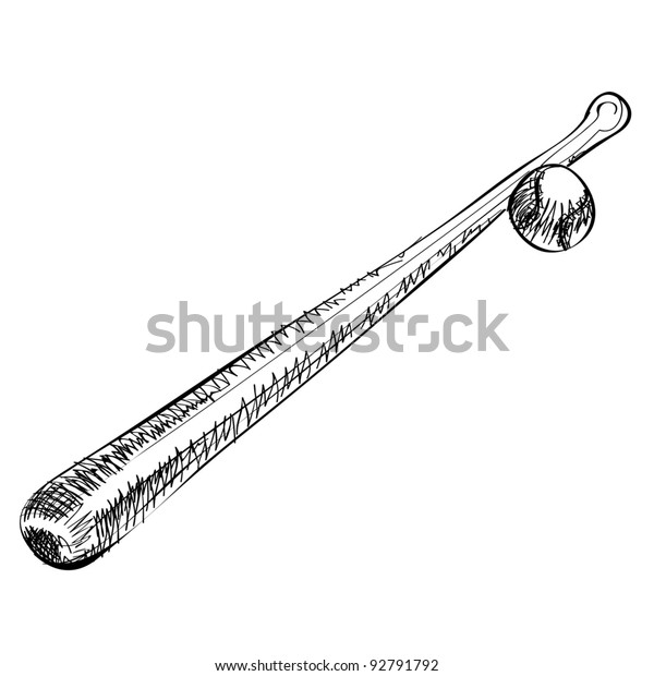 Baseball Bat Ball Cartoon Sketch Vector Stock Vector (Royalty Free