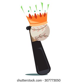 Baseball Bat and Ball With a Crown That Shines and Glitters, Sport Graphic, Label, Banner, Logo Elements. Illustration, Vector