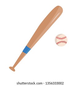 Baseball bat and ball design, vector elements in flat cartoon style