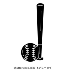 baseball bat and ball equipment isolated icon