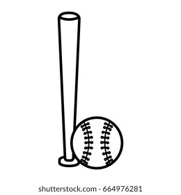 baseball bat and ball equipment isolated icon