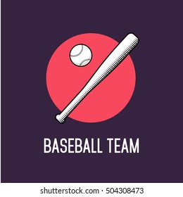 Baseball bat and ball. Flat line illustration.